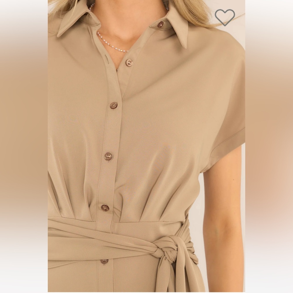 NWOT tan button front midi dress - Picture 3 of 3